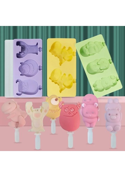 A 03 Karikatür Canavar Dinozor Dondurma Silikon Kalıp Kapaklı Bunny Ayı Popsicle Buz Küpü Tepsi Kalıp Peynir Hediye Mutfak Aksesuarları (Yurt Dışından) modelleri