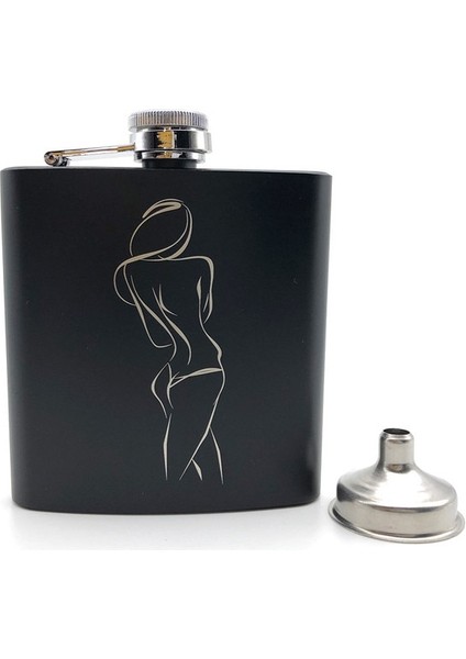 I Alalinong B110 Siyah Cep Şişesi 6 Oz Paslanmaz Çelik Kişiselleştirilmiş Lazer Kazınmış Şişe Alkol Likör Viski Rom Bir Huni ile (Yurt Dışından)