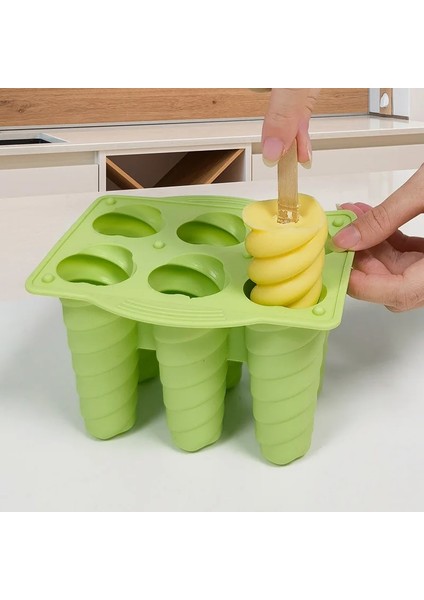 Carambola-Sarı 6-Even Spiral Dondurma Silikon Kalıp Ev Yapımı Çocuk Buzlu Şeker Yapma Makinesi Gıda Sınıfı Yaz Dondurma Tatlı Jöle Buz Kalıbı (Yurt Dışından) fırsatları