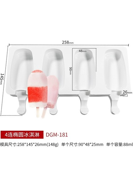B 3/4 Hücre Silikon Popsicle Kalıp Magnum Buz Pop Maker Dondurma Kalıp Buz Tepsisi Kalıp Meyve Suyu Dondurucu Buz Lolly Kek Pişirme Aracı (Yurt Dışından)