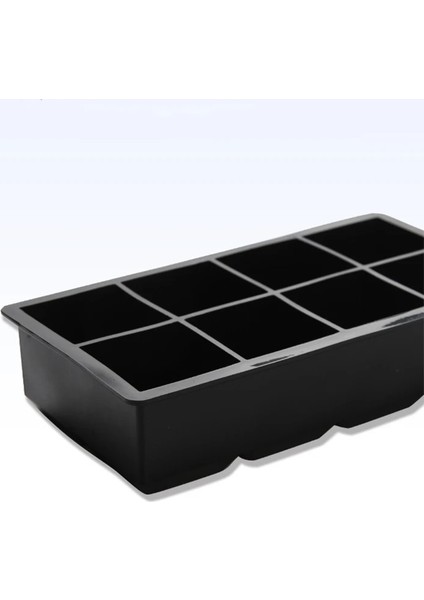 8 Izgaralar Kapaklı Büyük Buz Küpü Tepsi Kalıp Kutusu Gıda Sınıfı Silikon Buz Küpü Makinesi Kalıpları Büyük Kare Buz Diy Bar Pub Mutfak Aksesuarları Araçlar (Yurt Dışından) fırsatları