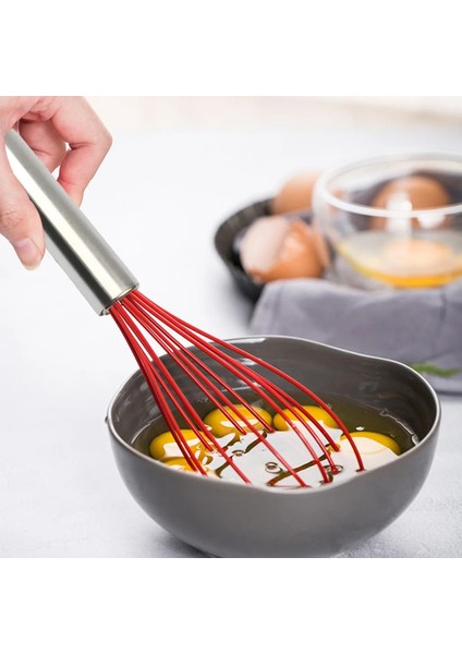 Bir Manuel Yumurta Çırpıcı Paslanmaz Çelik Silikon Balon Çırpma Krem Mikser Karıştırma Karıştırma Çırpma Balon Bobin Tarzı Yumurta Araçları (Yurt Dışından) fırsatları