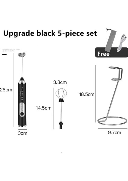 5 Adet Yükseltme Siyah Elektrikli Süt Köpürtücü Köpük Makinesi Yumurta Çırpıcı Yumurta Çırpma Mikser Kahve Köpürtme Değnek USB Taşınabilir El Köpürtücü Yüksek Yumurta Hızı (Yurt Dışından)