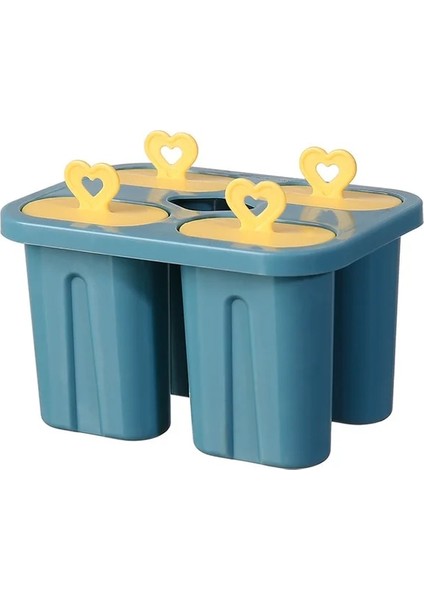Mavi Dondurma Kalıp 4 Buz Popsicle Kalıp Seti Popsicle Dondurma Kalıp Buz Tepsisi Diy Dondurma Sopa ile Yeniden Kullanılabilir Kawaii Mutfak Aracı (Yurt Dışından)