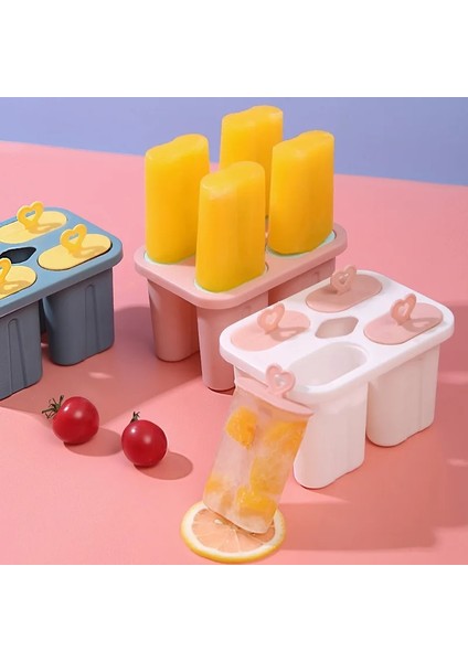 Mavi Dondurma Kalıp 4 Buz Popsicle Kalıp Seti Popsicle Dondurma Kalıp Buz Tepsisi Diy Dondurma Sopa ile Yeniden Kullanılabilir Kawaii Mutfak Aracı (Yurt Dışından) fiyatları