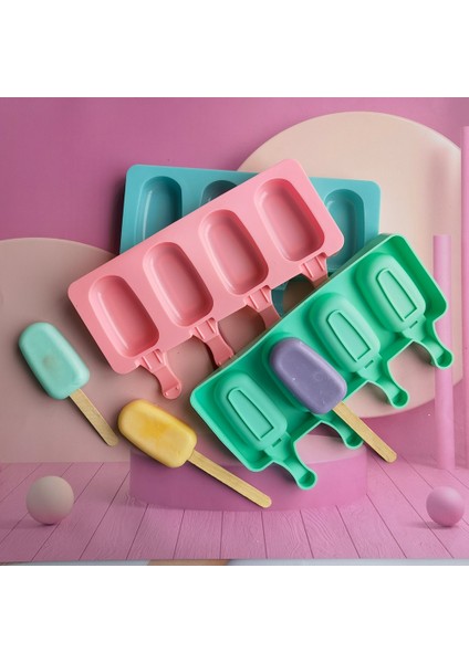 04-Beyaz 2022 Yeni 4 Delik Silikon Dondurma Kalıp Popsicle Kalıp Buz Küpü Tepsi Pop Mutfak Aletleri Aksesuarları Kek Kalıbı Çikolata Kalıp (Yurt Dışından) indirimleri