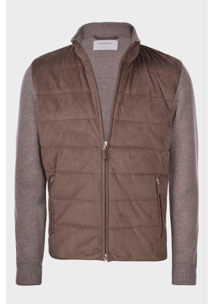 Yünlü Dik Yaka Süet Görünümlü Triko Mont Erkek Mont 13130 25032 017 modelleri