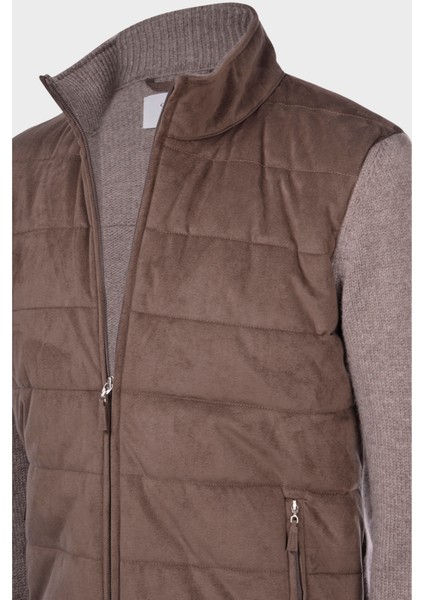 Yünlü Dik Yaka Süet Görünümlü Triko Mont Erkek Mont 13130 25032 017 fırsatları