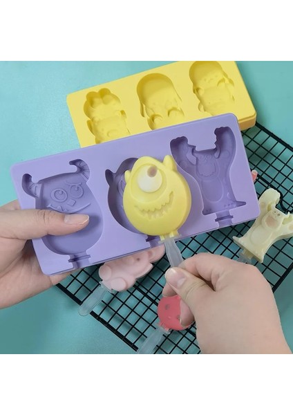 C 01 Karikatür Canavar Dinozor Dondurma Silikon Kalıp Kapaklı Bunny Ayı Popsicle Buz Küpü Tepsi Kalıp Peynir Hediye Mutfak Aksesuarları (Yurt Dışından) fiyatları