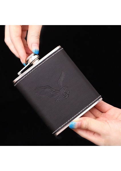 B 7oz Cep Taşınabilir Paslanmaz Çelik Şarap Viski Pot Şişe Hip Mataralar Tiryakisi Alkol Şişesi Deri Taşınabilir Drinkware (Yurt Dışından) fırsatları