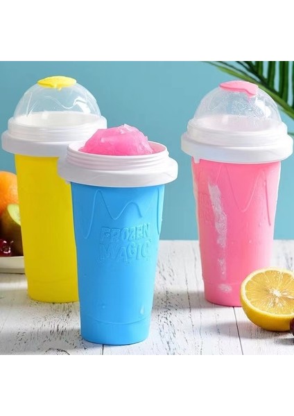 Mavi Bir Yaz Sıkma Ev Yapımı Milkshake Şişesi Hızlı Dondurulmuş Smoothie Kum Bardağı Tutam Bardak Dondurma Slushy Maker Hızlı Soğutma Sihirli (Yurt Dışından)