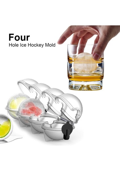 Stil 1 18X5X4.5 cm 4 Delik Buz Küpü Makineleri Yuvarlak Buz Hokeyi Kalıp Viski Kokteyl Votka Topu Buz Kalıp Bar Parti Mutfak Buz Kutusu Dondurma Yapma Makinesi Aracı (Yurt Dışından) modelleri