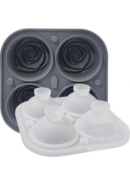 D Buz Topu Makinesi Bpa Içermeyen Hafif Buz Küpü Kalıp 4 Delikli Esnek Buz Topu Tepsisi Kapaklı Buz Küpü Yapma Aracı (Yurt Dışından)