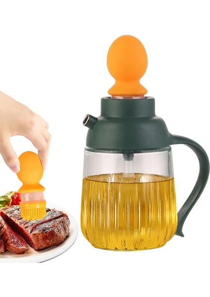 360 ml Sarı 2 In 1 Yağ Şişesi Cam Zeytinyağı Dağıtıcı Şişe Silikon Fırça ile Pişirme Barbekü Izgara Yağı Saklama Kabı Mutfak Alet (Yurt Dışından)