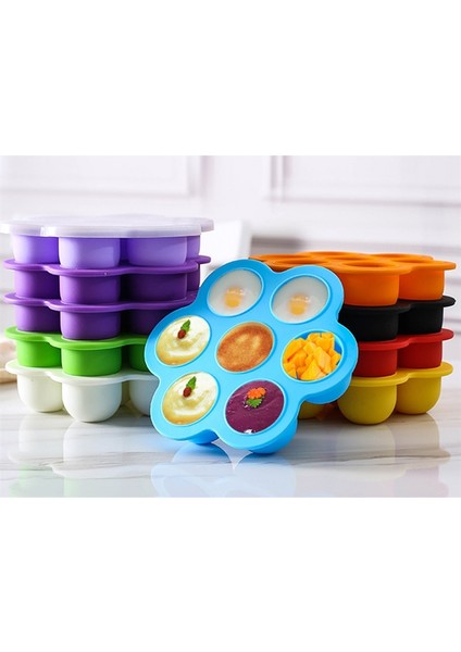 Yeşil 7 Delik Yeniden Kullanılabilir Silikon Bebek Maması Dondurucu Tepsi Sebzelik Yumurta Isırık Kalıp Bpa Ücretsiz Depolama Bebek Maması Saklama Kapları Kapaklı (Yurt Dışından) indirimleri