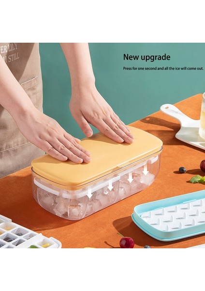 Sadece Kalıp Sarı Silikon Buz Kalıbı ve Saklama Kutusu 2 In 1 Buz Küpü Tepsi Yapımı Kalıp Kutu Seti Maker Bar Mutfak Aksesuarları Mutfak Eşyaları Ev Hool (Yurt Dışından)