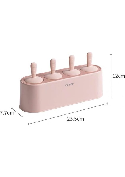 Pembe Orijinal 4 Hücre Silikon Dondurma Kalıp Popsicle Kalıpları Dıy Ev Yapımı Tatlı Meyve Suyu Buz Pop Maker Kalıp Sopalarla Buz Küpü (Yurt Dışından)
