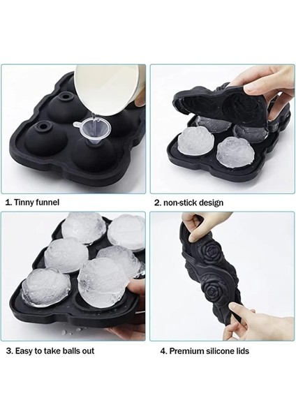 Yeşil-6 Izgaralar Yaratıcı Gül Buz Küpü Tepsisi, 4/6 Bölmeli Silikon Gül Şekli Buz Topu Yapma Kalıbı, Şarap Için Kolay Çıkarma, Meyve Suyu Ev (Yurt Dışından) indirimleri