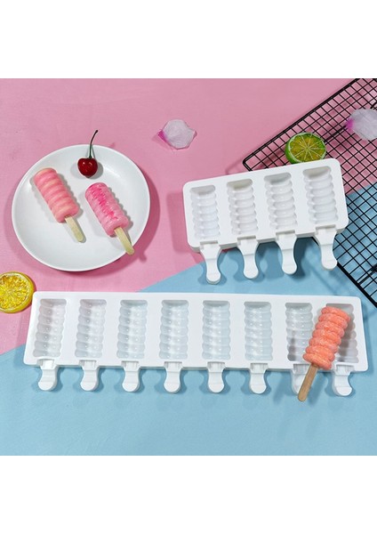 2 Delik 8 Hücreler Silikon Dondurma Kalıp Popsicle Kalıpları Dıy Ev Yapımı Tatlı Dondurucu Meyve Suyu Buz Küpü Makinesi Kalıp Mutfak Gereçleri (Yurt Dışından)