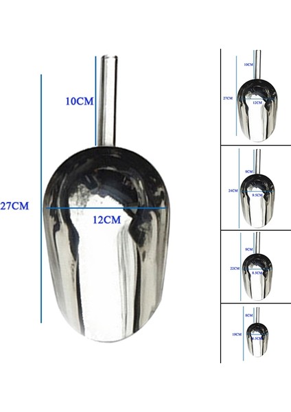 9.5 cm 1x Paslanmaz Çelik Parti Bar Buz Kepçe Pet Kuru Gıda Un Şeker Kutusu Kepçe Büfe Kürek Düğün Bar Parti Mutfak Gereçleri (Yurt Dışından)