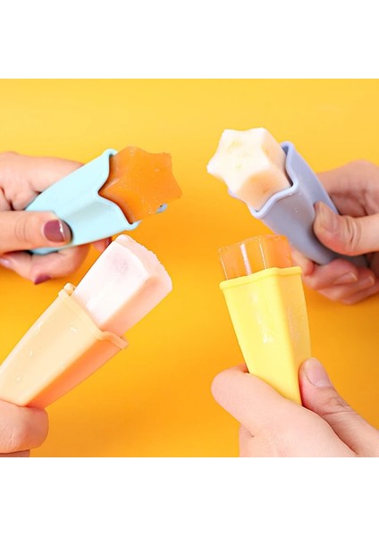 Kırmızı Kawaii Renkli Beş Köşeli Yıldız Silikon Dondurma Kalıpları Çocuklar Için El Yapımı Dondurma Çubuğu Dıy Meyve Suyu Kalıp Içecek Makinesi (Yurt Dışından) fiyatları