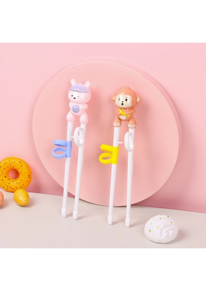 B-Pink Lolipop 1 Çift Bebek Öğrenme Eğitim Çubuklarını Karikatür Hayvan Acemi Çubuk Sofra Çocuklar Yeme Eğitimi Yardımcı Bebek Araçları (Yurt Dışından) fırsatları