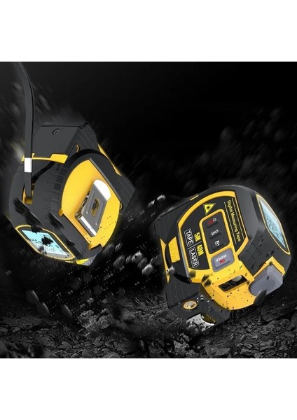 Sarı 60M 3 In 1 Lazer Uzaklık Ölçer 5m Mezura Cetvelli LCD Ekran Arkadan Aydınlatmalı Lazer Mesafe Ölçer Bina Ölçüm Cihazı (Yurt Dışından)