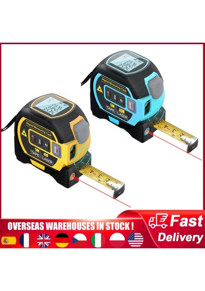 Sarı 60M 3 In 1 Lazer Uzaklık Ölçer 5m Mezura Cetvelli LCD Ekran Arkadan Aydınlatmalı Lazer Mesafe Ölçer Bina Ölçüm Cihazı (Yurt Dışından) fiyatları
