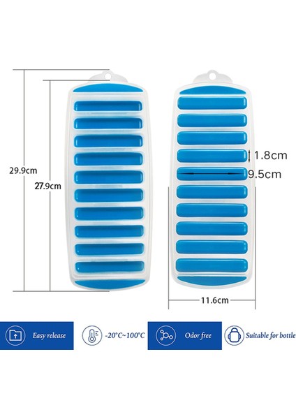 Uzun Turuncu Kapaksız Kapaklı Plastik Buzluk Tepsisi Su ve Spor Şişeleri Için Yeniden Kullanılabilir Buz Çubuğu Tepsi Kalıbı Bpa Içermeyen Buz Tüpü Yapma Tepsileri (Yurt Dışından)