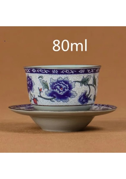 U Mavi ve Beyaz Çiçek Çay Fincan Tabağı ile Porselen Çay Kase Jingdezhen Seramik Kung Fu Çay Fincanı Kahve Bira Şarap Kupası (Yurt Dışından)