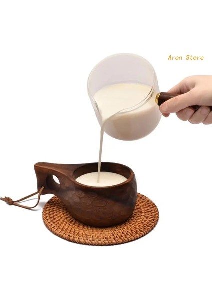Stil 2 210 ml Finlandiya Kuksa Taşınabilir Ahşap Kahve Kupaları El Yapımı Süt Fincanı Grip ile Kahvaltı Içme Mutfak Drinkware (Yurt Dışından)