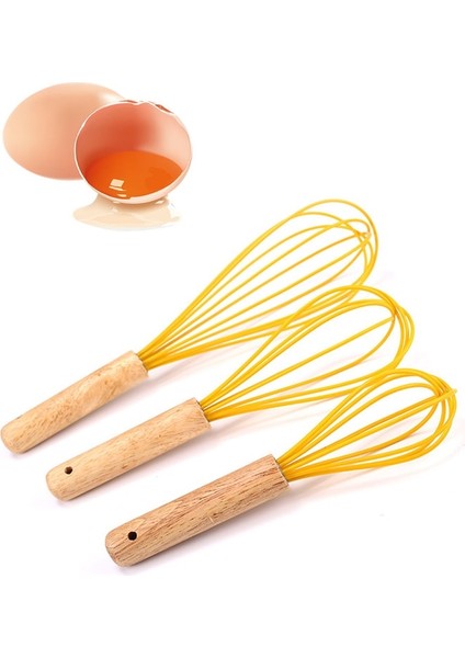10 Inç Mutfak Çırpma Teli Pişirme Kapları Silikon Wisk El Karıştırma Çubuğu Pişirme Için Ahşap Saplı Yumurta Çırpıcı Süt Köpürtücü Yumurta Araçları (Yurt Dışından) modelleri