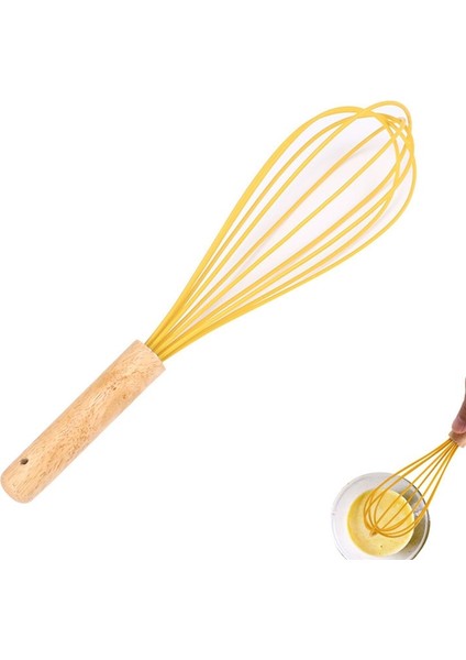 10 Inç Mutfak Çırpma Teli Pişirme Kapları Silikon Wisk El Karıştırma Çubuğu Pişirme Için Ahşap Saplı Yumurta Çırpıcı Süt Köpürtücü Yumurta Araçları (Yurt Dışından) indirimleri
