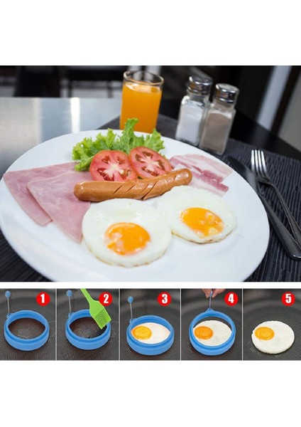 B-Stil 4 Silikon Yumurta Halkaları Yuvarlak Yapışmaz Kızarmış Yumurta Kalıp Krep Makinesi Kalıpları Kahvaltı Yumurta Sandviç Ocak Makinesi Mutfak Pişirme Kalıp (Yurt Dışından)