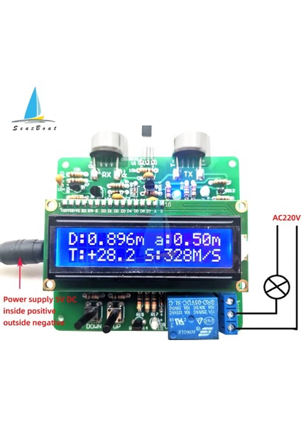 Montajlı Dc 4.5V-5.5V 51 Tek Çipli Ultrasonik Uzaklık Ölçer Modülü 3CM-150CM LCD Ekran Sıcaklık Alarmı Mesafe Dıy (Yurt Dışından)