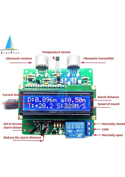 Montajlı Dc 4.5V-5.5V 51 Tek Çipli Ultrasonik Uzaklık Ölçer Modülü 3CM-150CM LCD Ekran Sıcaklık Alarmı Mesafe Dıy (Yurt Dışından)