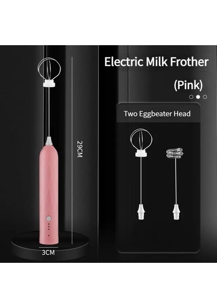 Pembe 1 Adet Elektrikli Yumurta Çırpıcı 3 Hız Süt Köpürtücü Taşınabilir USB Mikser El Kahve Çırpma Ev Mutfak Alet Köpürtücü (Yurt Dışından)