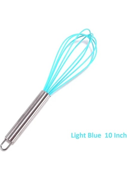 Açık Mavi 10 Inç 1 Adet Manuel Yumurta Çırpıcı Paslanmaz Çelik Silikon Balon Çırpma Krem Mikser Karıştırma Karıştırma Çırpma Balon Bobin Tarzı Yumurta Araçları (Yurt Dışından)