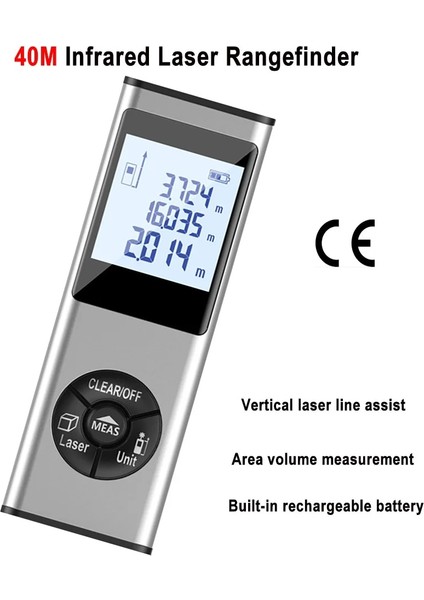 Gümüş Gri 40 M Mini 40 M Şarj Edilebilir Kızılötesi Lazer Uzaklık Ölçer Lazer Trena Mesafe Bulucu Elektronik Cetvel Lazer Mesafe Ölçer Ölçme Aracı (Yurt Dışından) fiyatları