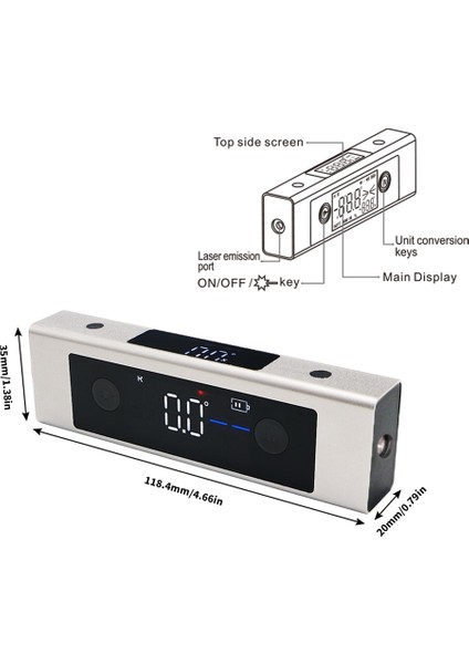 Braket Shahe Tip-C Şarj Dijital Inklinometre Lazer Iletki Açı Ölçüsü Lazer Seviye Cetveli Lazer Ölçüm Açısı Araçları (Yurt Dışından) modelleri