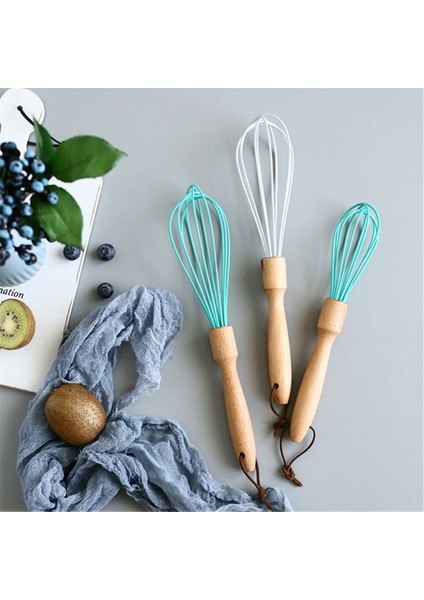 Küçük Mavi Silikon Çırpma Mikser El Yumurta Çırpıcılar Ahşap Kayın Pasta Mutfak Pişirme Araçları Krem Milk Shake Tereyağı Karıştırıcı Pişirme Gereçleri (Yurt Dışından) fiyatları