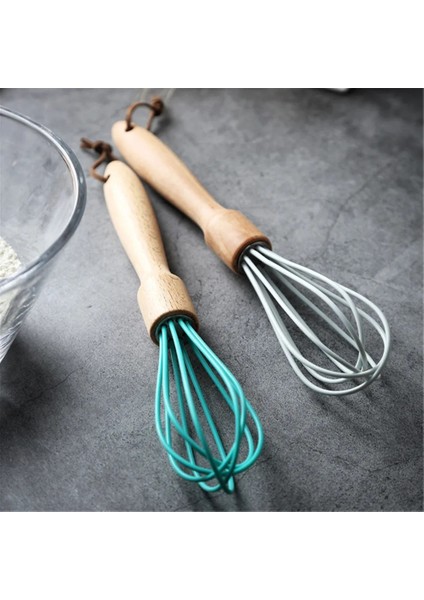 Küçük Mavi Silikon Çırpma Mikser El Yumurta Çırpıcılar Ahşap Kayın Pasta Mutfak Pişirme Araçları Krem Milk Shake Tereyağı Karıştırıcı Pişirme Gereçleri (Yurt Dışından) modelleri