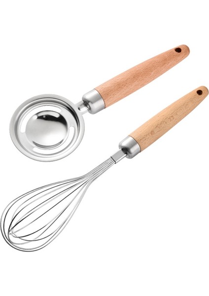 1 Adet Paslanmaz Çelik Ahşap Saplı Çırpma Teli, Yumurta Mikser Yumurta Sarısı Ayırıcı Wisk Mutfak Aracı Yumurta Çırpıcı Yumurta ve Yumurta Akı Karıştırma (Yurt Dışından)
