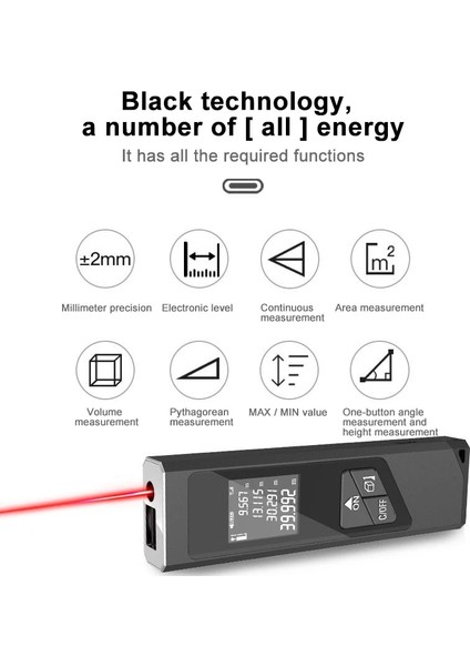 Yatay 40 M 40/60/80 M Akıllı Dijital Lazer Mesafe Ölçer Aralığı Taşınabilir Uzaklık Ölçer Mesafe Bulucu Mini El Mesafe Ölçme Aracı Ölçer (Yurt Dışından)