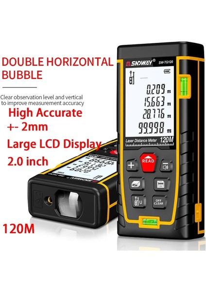 SW-MS50 Tasarrufu Sndway Lazer Uzaklık Ölçer Yüksek Hassasiyetli Rulet Lazer Mesafe Ölçer Ölçme 40M 100M 120M Dijital Mezura Mesafe Bulucu (Yurt Dışından)