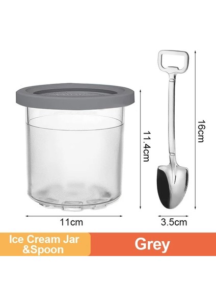 Gri Set Dondurma Pint Bardak Ninja-Cremi Dondurma Makinesi Değiştirmeleri Depolama Kavanoz Sızdırmazlık Kapaklı (Yurt Dışından)