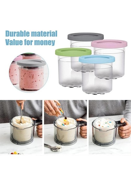 Gri Set Dondurma Pint Bardak Ninja-Cremi Dondurma Makinesi Değiştirmeleri Depolama Kavanoz Sızdırmazlık Kapaklı (Yurt Dışından)