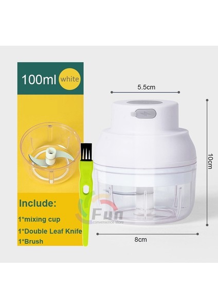 100 ml Beyaz Kablosuz Elektrikli Kıyma Makinesi Sarımsak Kıyma Mini Sarımsak Kıyıcı Mutfak Ev Sebze Dilimleme Mutfak Robotu Makinesi (Yurt Dışından)