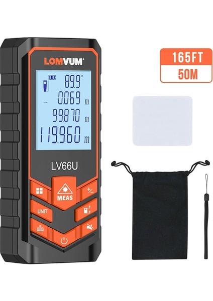 50M Lomvum Lazer Mesafe Bulucu LV66U Otomatik Seviye Mesafe Ölçer Elektronik Analiz Ölçüm Cihazı Uzaklık Ölçer 40M 80M 100M120M (Yurt Dışından)