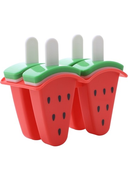 Kırmızı 4 Popsicle Kalıpları 4 Hücre Dondurulmuş Pop Kalıpları Dıy Meyve Suları Püreler Yoğurt Puding Dondurma Makinesi Plastik Dayanıklı Kapaklar Dondurulmuş Aperatif Aracı (Yurt Dışından)
